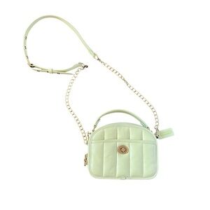 Coach classic lunchbox top handle purse pale lime with optional crossbody chain
